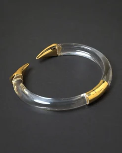 Mirrored Pyramid Lucite Brake Hinge Bracelet- Clear