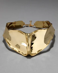 Molten Gold Crest Collar Necklace