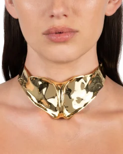 Molten Gold Crest Collar Necklace