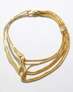 Molten Gold Intertwined Snake Chain Necklace