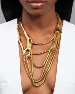 Molten Gold Intertwined Snake Chain Necklace