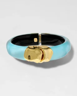 Molten Gold Lucite Hinge Bracelet- Icy Blue