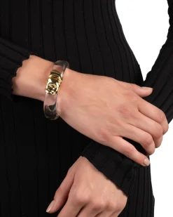 Molten Gold Lucite Hinge Bracelet- Clear