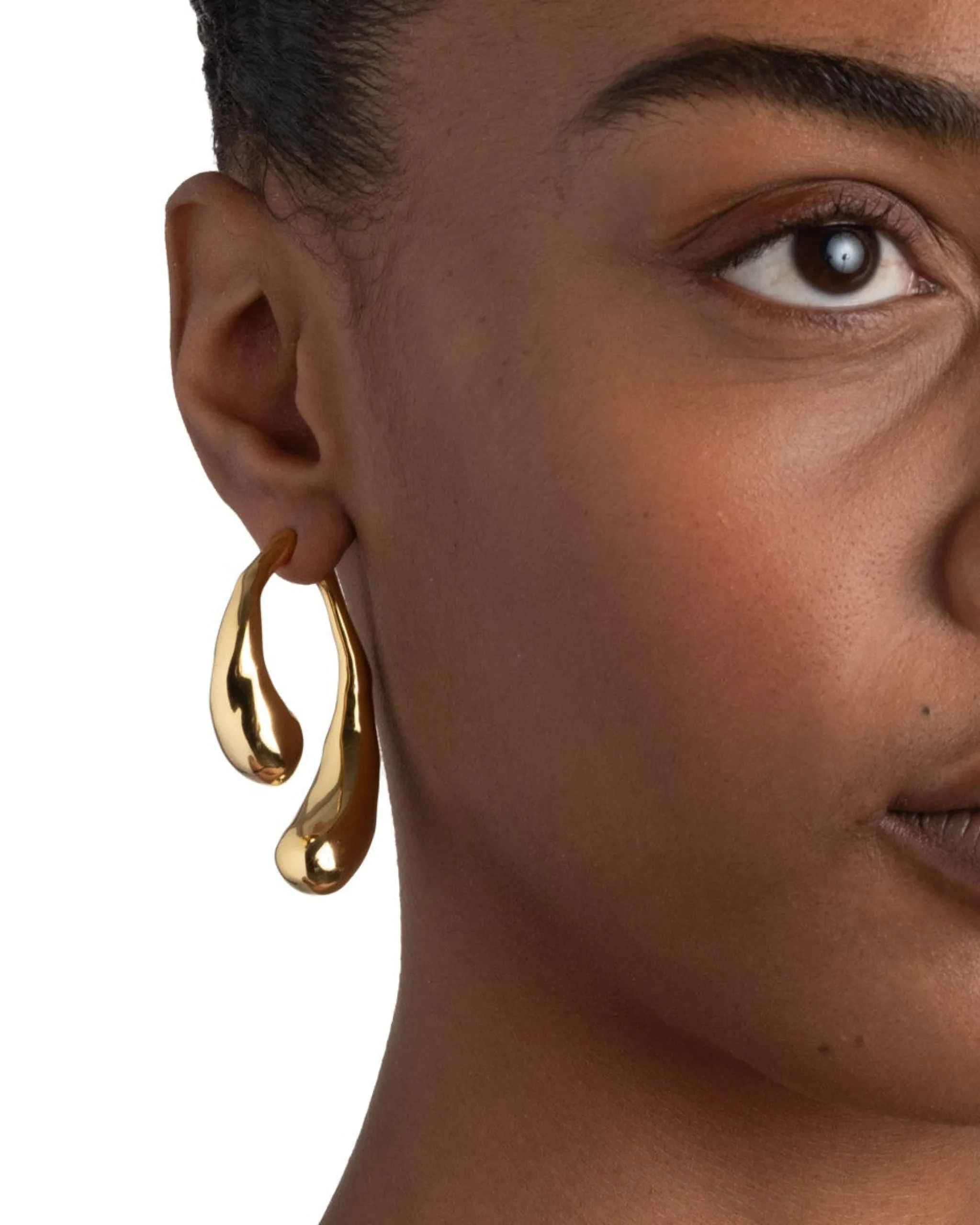 Molten Gold Scoop Front Back Earring