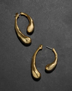 Molten Gold Scoop Front Back Earring
