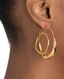 Molten Gold Spiral Hoop Earring