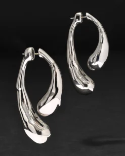 Molten Silver Scoop Front Back Earring