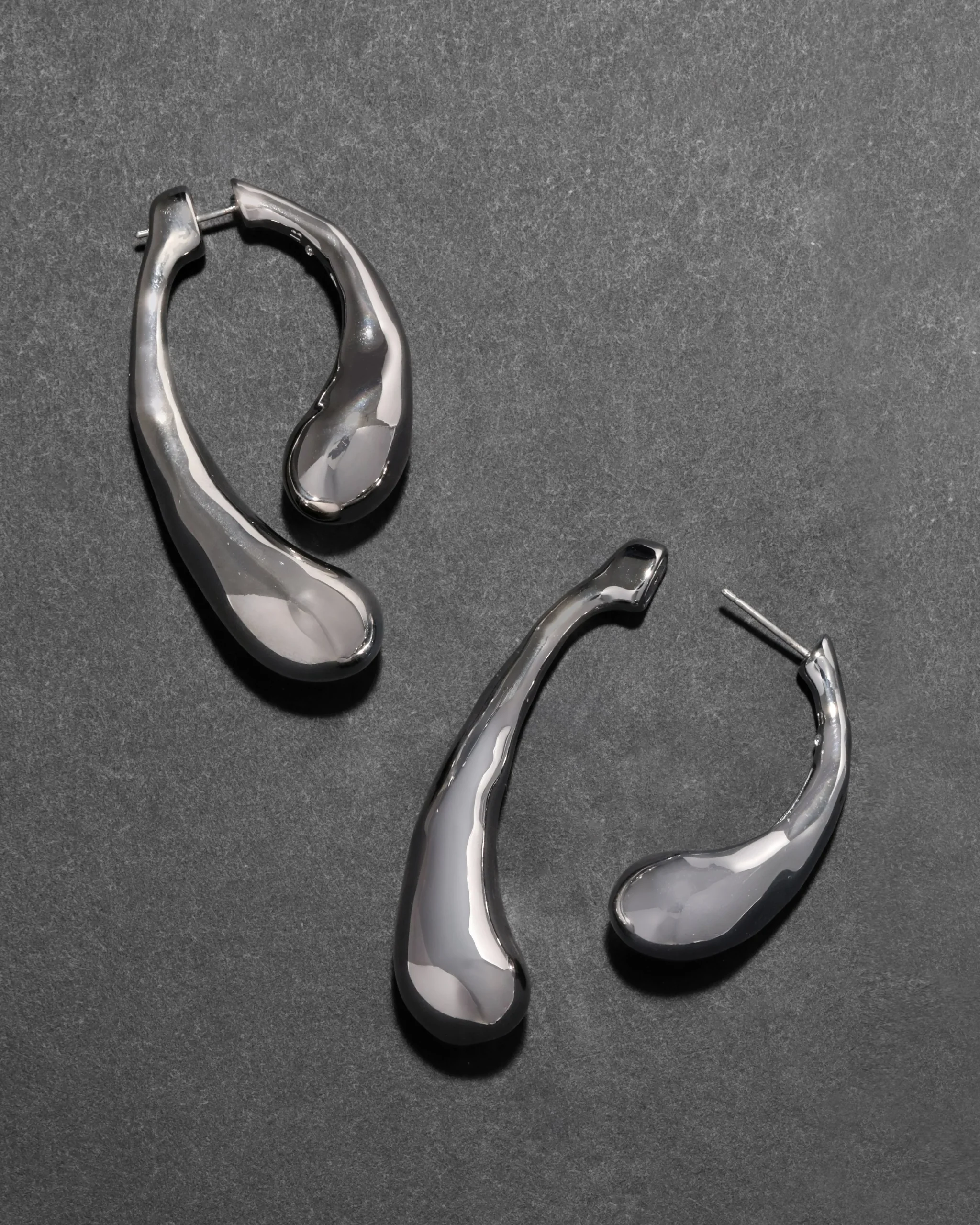 Molten Silver Scoop Front Back Earring