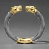 Panther Visage Lucite Hinge Cuff Bracelet