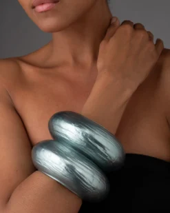 Puffy Lucite Bangle Bracelet- Teal Blue