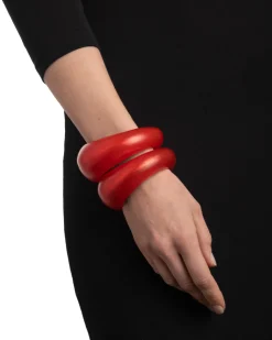 Puffy Lucite Tapered Bangle Bracelet- Lipstick Red