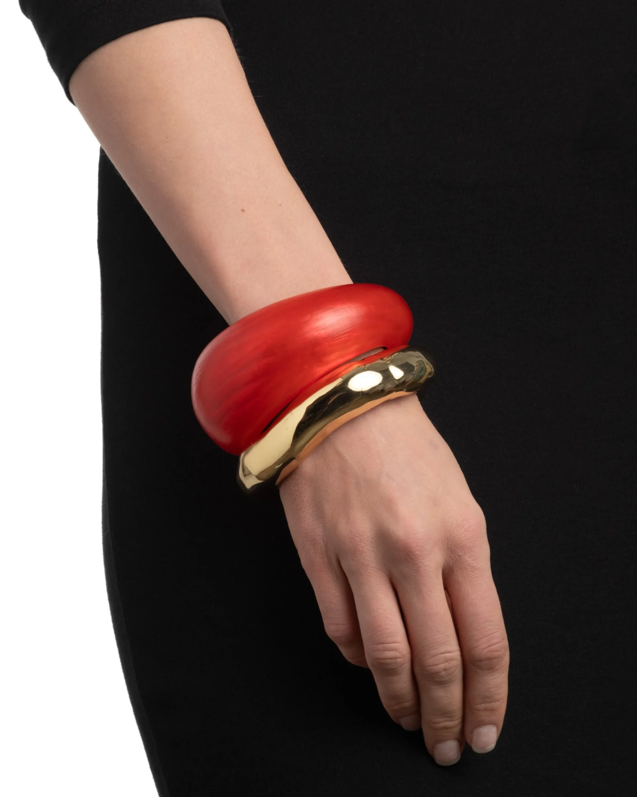 Puffy Lucite Tapered Bangle Bracelet- Lipstick Red