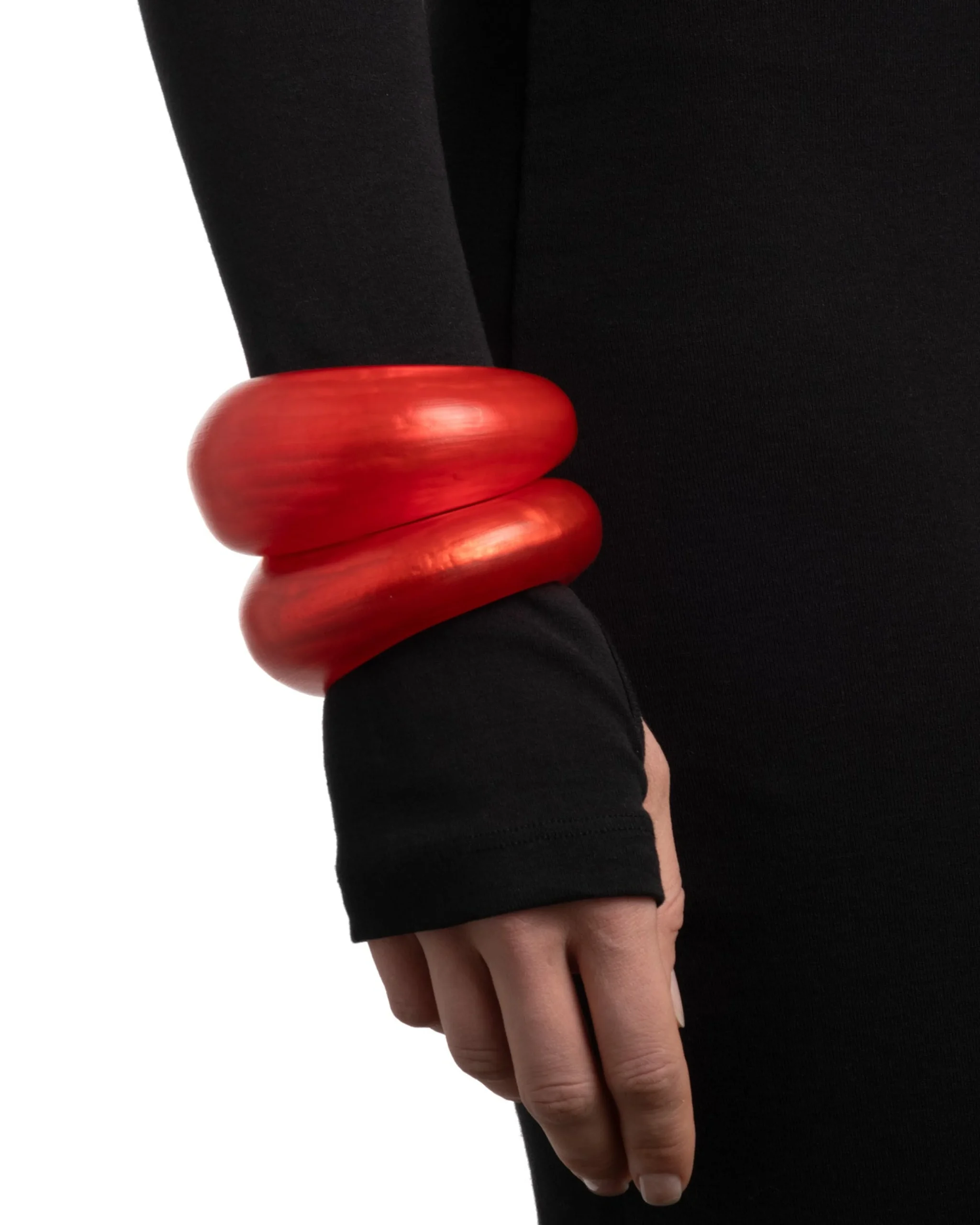 Puffy Lucite Tapered Bangle Bracelet- Lipstick Red