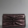 Ruched Crystal Crossbody Bag- Dark Plum