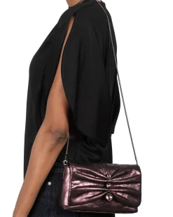Ruched Crystal Crossbody Bag- Dark Plum