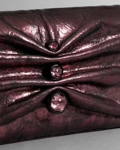 Ruched Crystal Crossbody Bag- Dark Plum