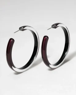 Skinny Lucite Hoop Earring- Black Cherry