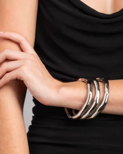 Small Molten Bangle Bracelet - Silver