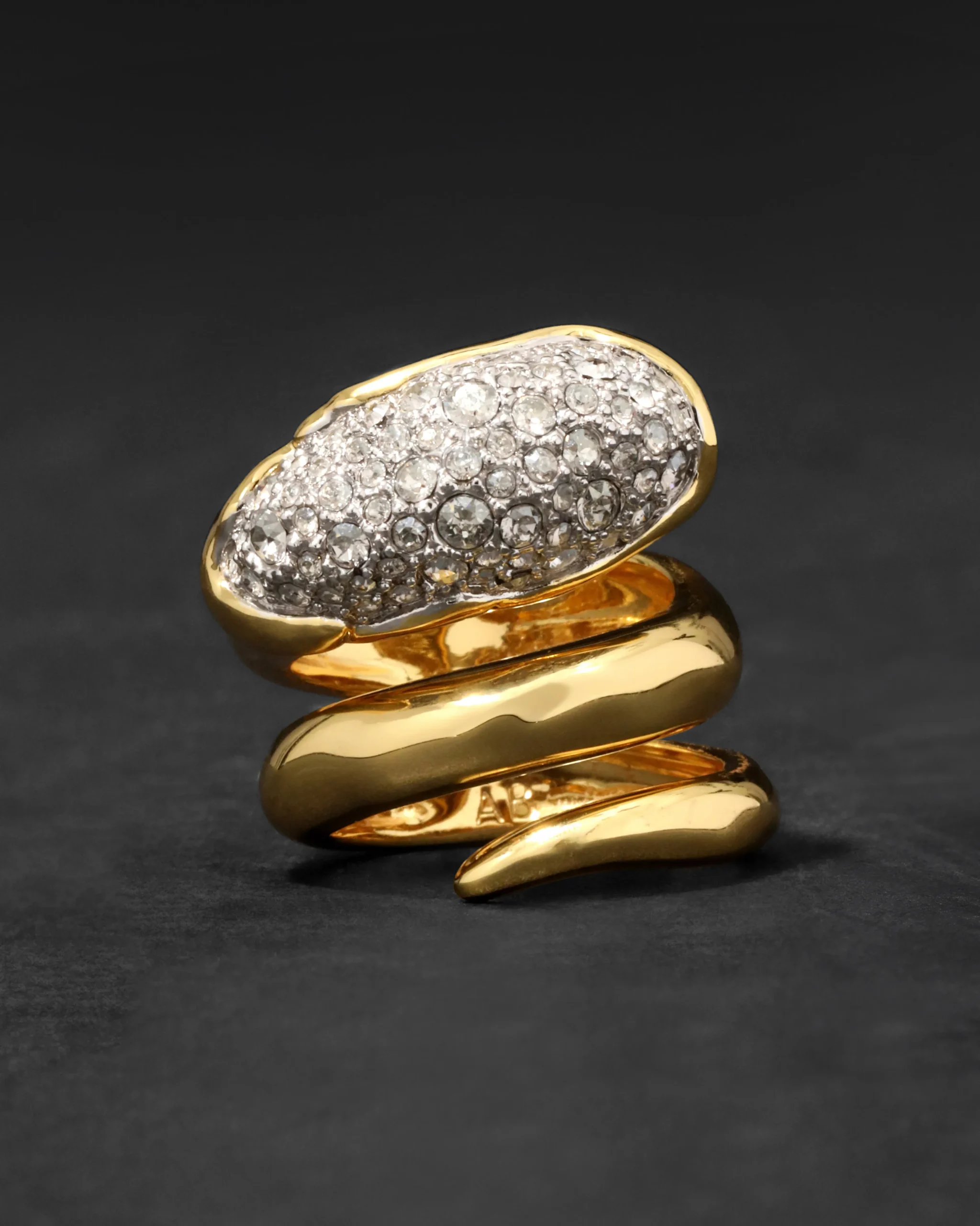 Solanales Crystal Coiled Pebble Ring