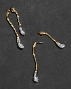 Solanales Crystal Front Back Double Drop Earring- Gold