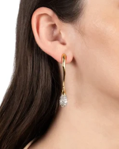 Solanales Crystal Front Back Double Drop Earring- Gold