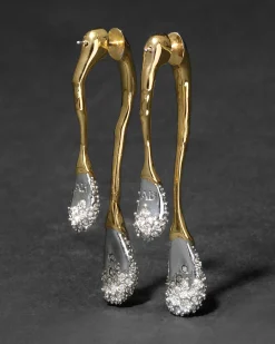 Solanales Crystal Front Back Double Drop Earring- Gold