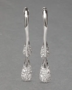 Solanales Crystal Front Back Double Drop Earring - Silver