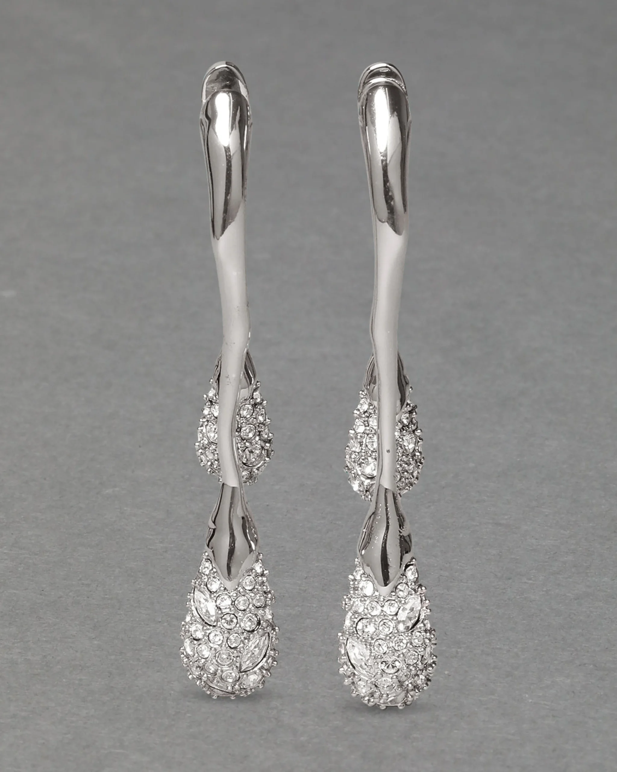 Solanales Crystal Front Back Double Drop Earring - Silver
