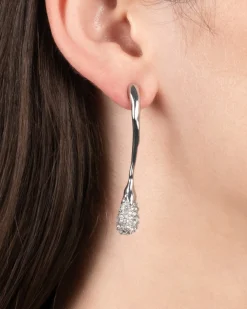 Solanales Crystal Front Back Double Drop Earring - Silver