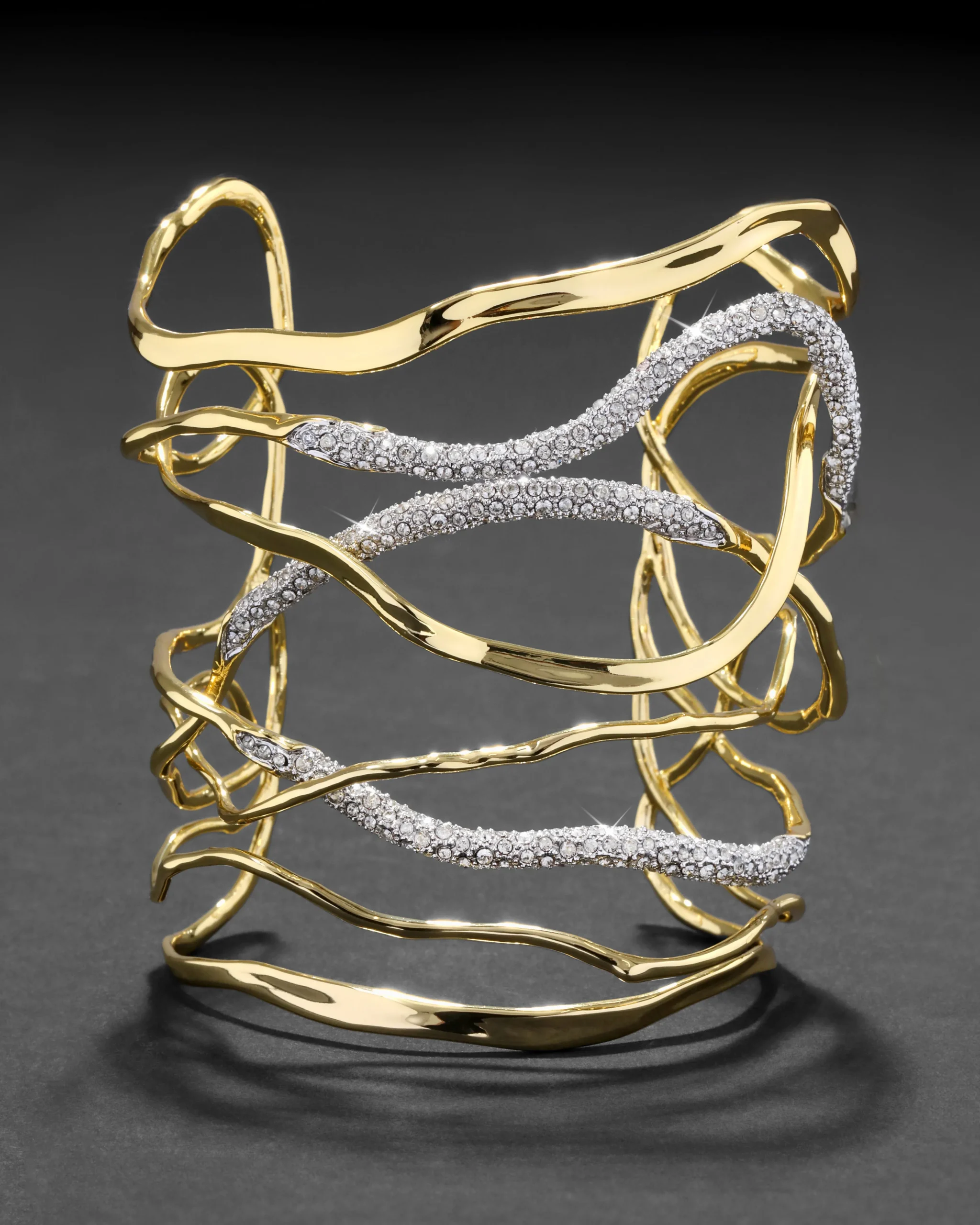 Solanales Crystal Intertwined Wide Cuff Bracelet
