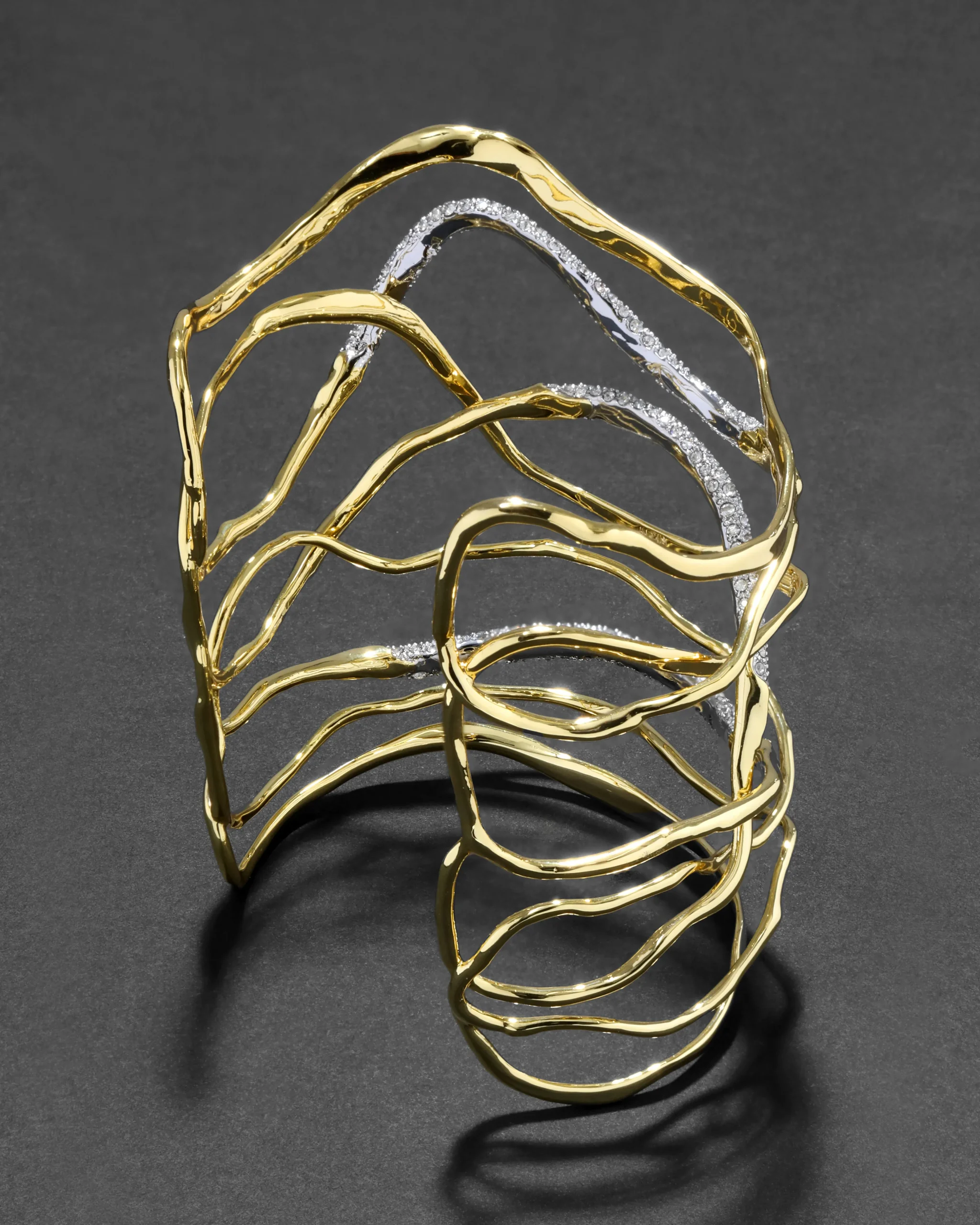 Solanales Crystal Intertwined Wide Cuff Bracelet