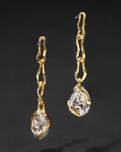 Solanales Crystal Linked Pebble Earring
