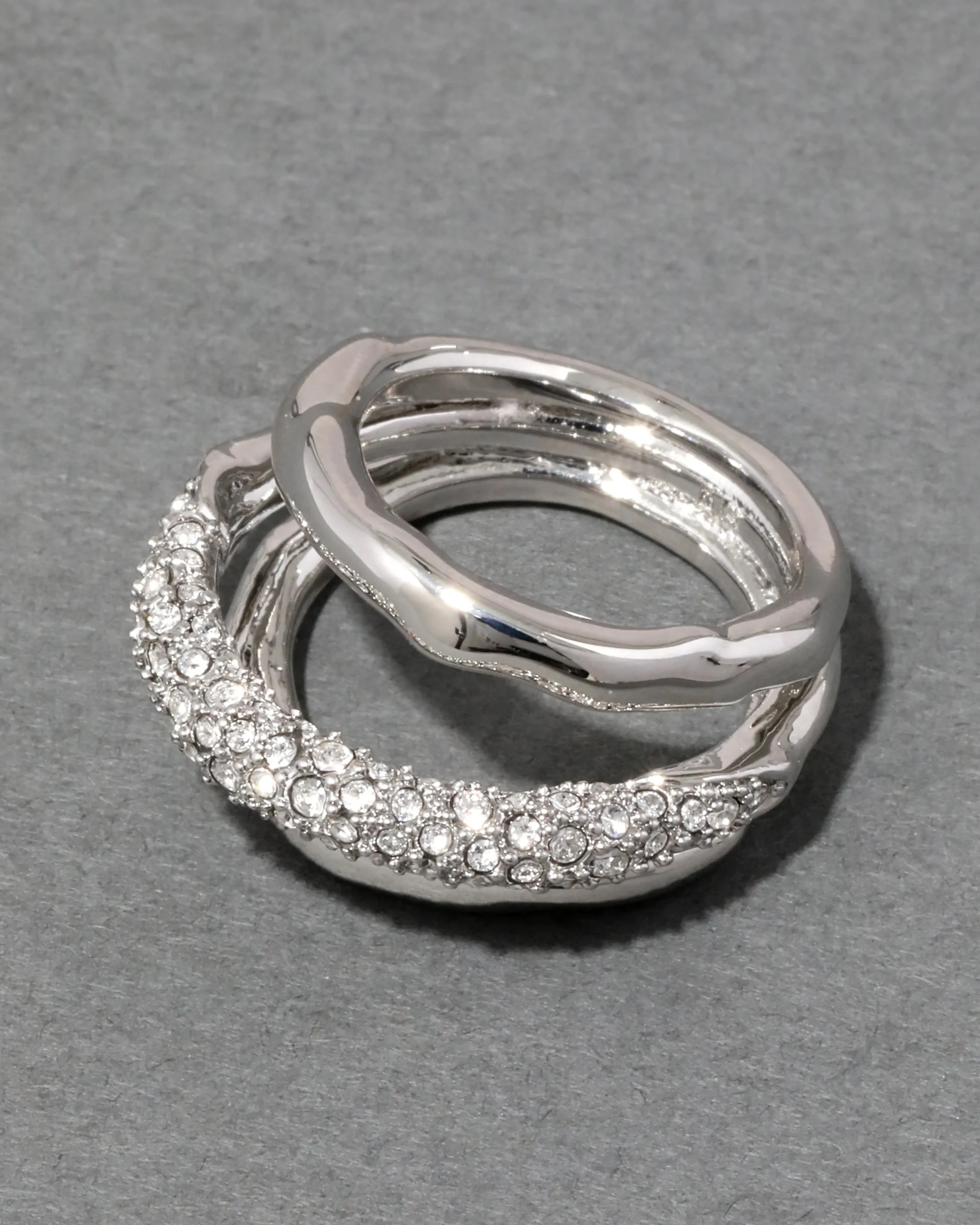 Solanales Crystal Orbiting Ring- Silver