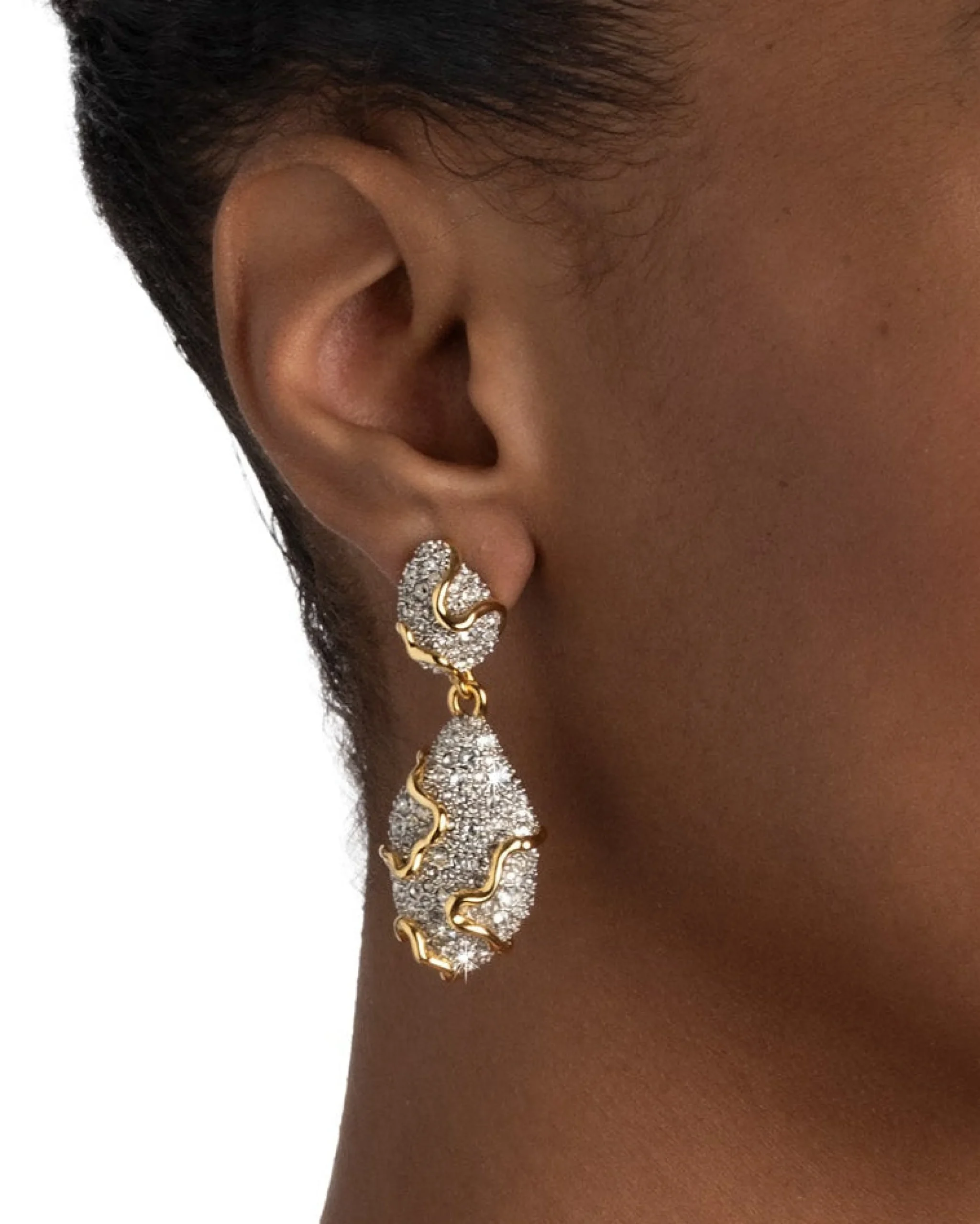 Solanales Crystal Pebble Double Drop Earring