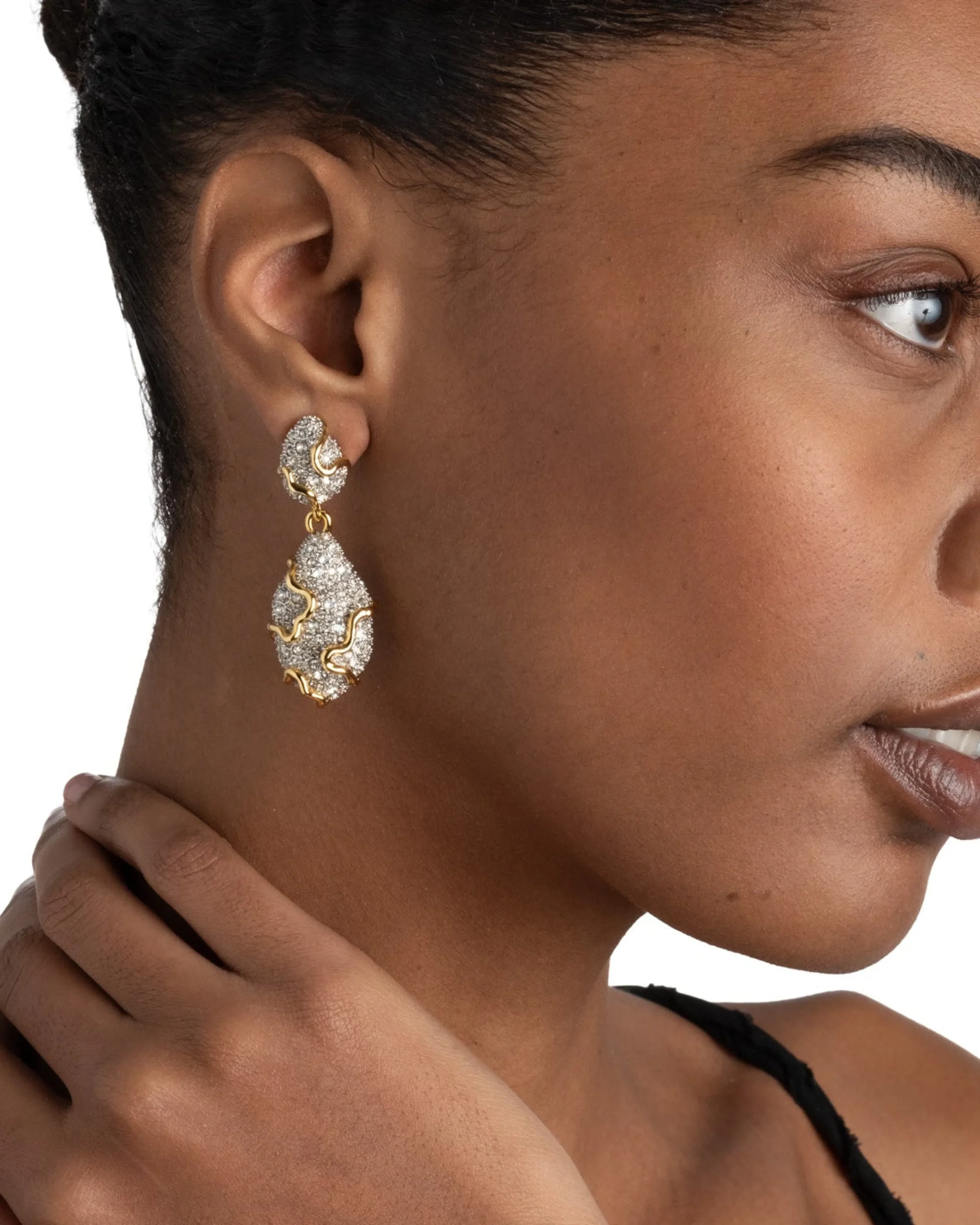 Solanales Crystal Pebble Double Drop Earring
