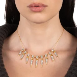 Solanales Crystal Spear Fringe Necklace