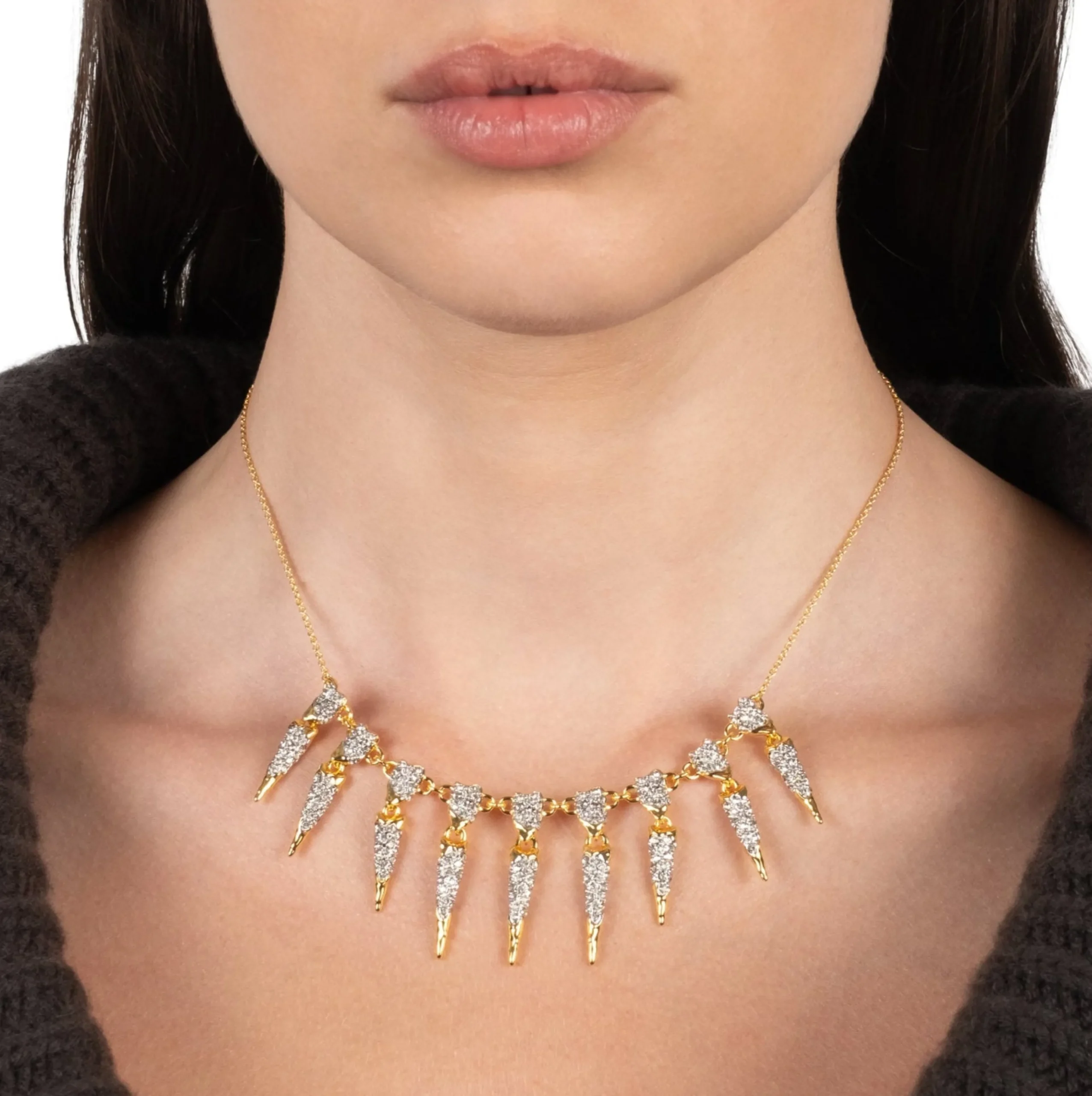Solanales Crystal Spear Fringe Necklace