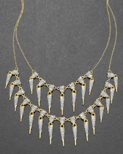 Solanales Crystal Spear Layered Fringe Necklace