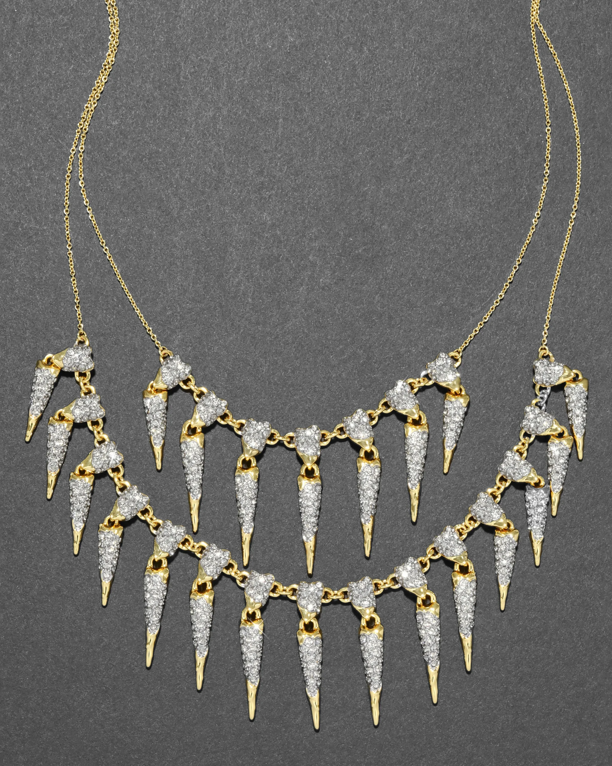 Solanales Crystal Spear Layered Fringe Necklace