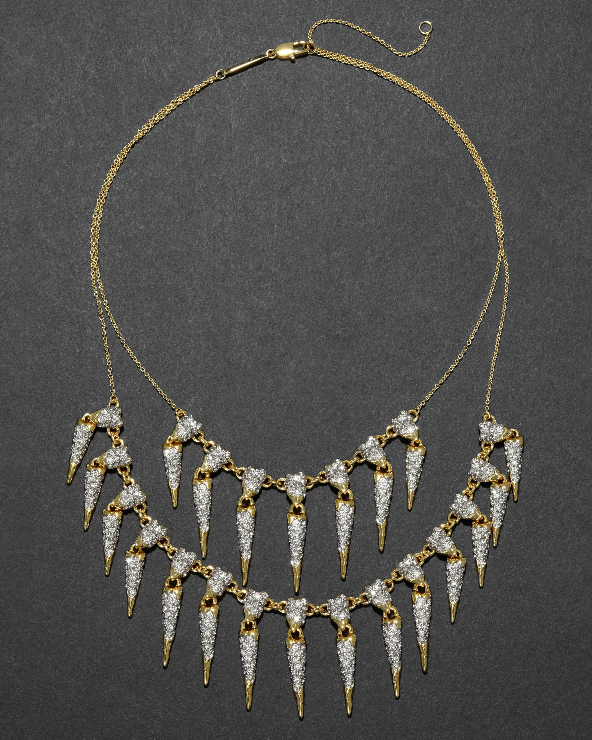 Solanales Crystal Spear Layered Fringe Necklace