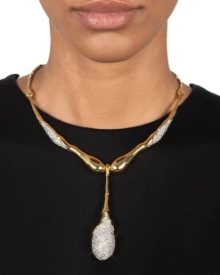 Solanales Crystal Teardrop Collar Necklace