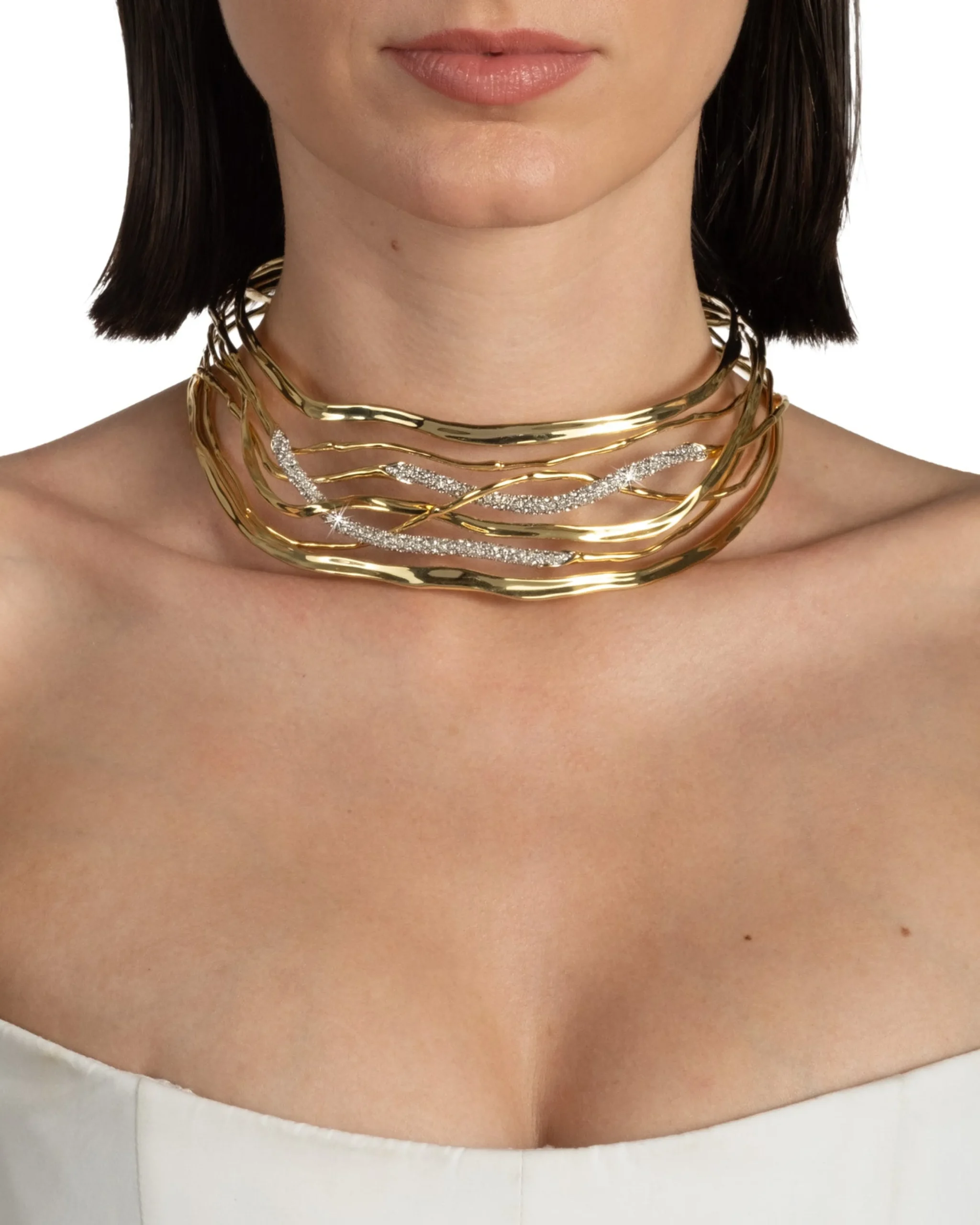 Solanales Crystal Woven Collar Necklace
