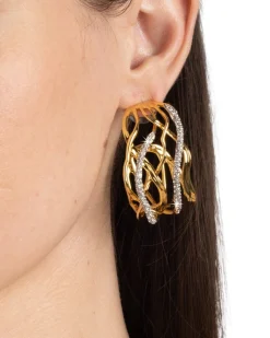 Solanales Crystal Woven Hoop Earring