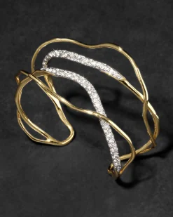 Solanales Gold Crystal Intertwined Cuff Bracelet