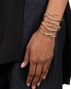 Solanales Gold Crystal Intertwined Cuff Bracelet