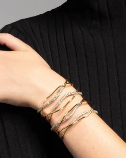 Solanales Gold Crystal Intertwined Cuff Bracelet