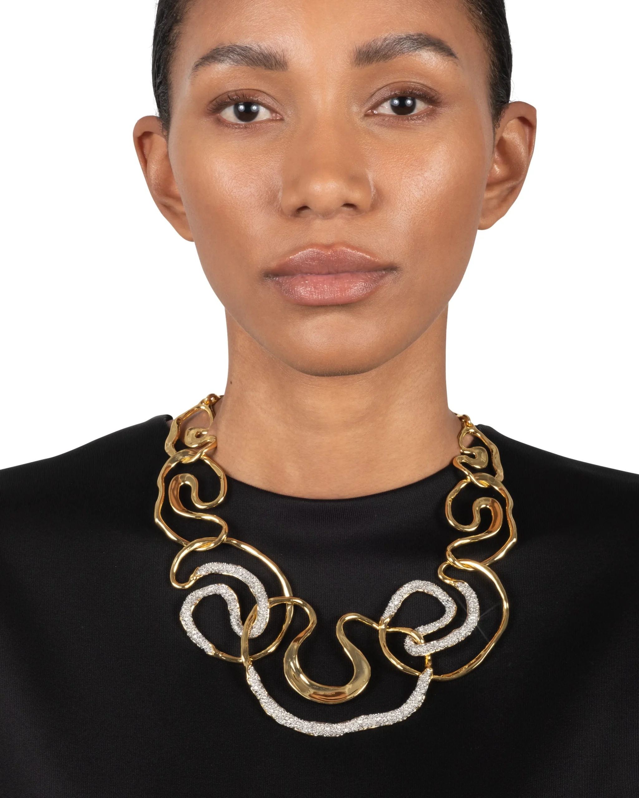 Solanales Gold Crystal Intertwined Necklace