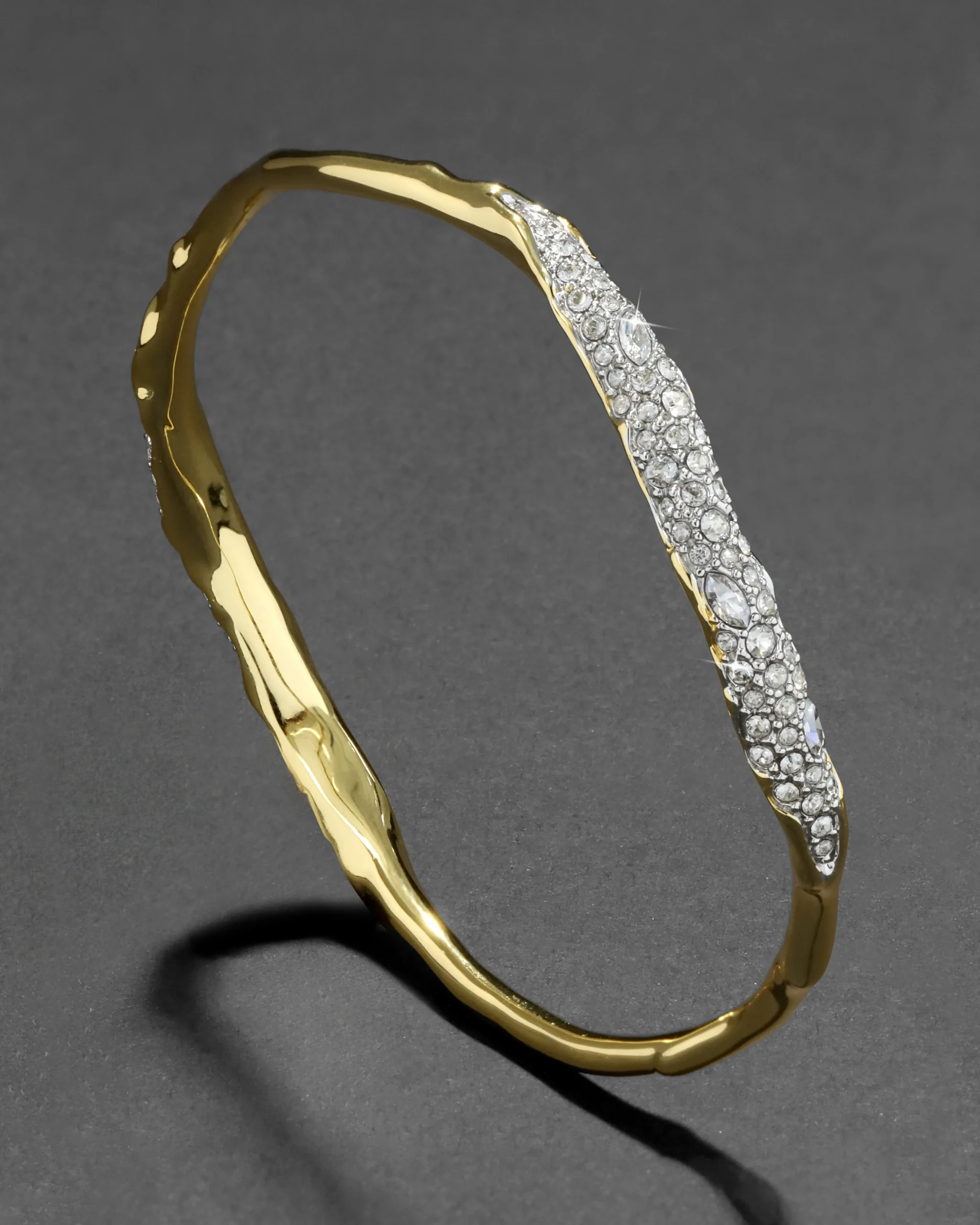 Solanales Gold Crystal Skinny Bangle Bracelet