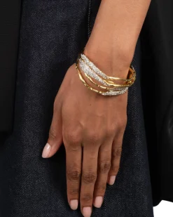 Solanales Gold Crystal Skinny Bangle Bracelet