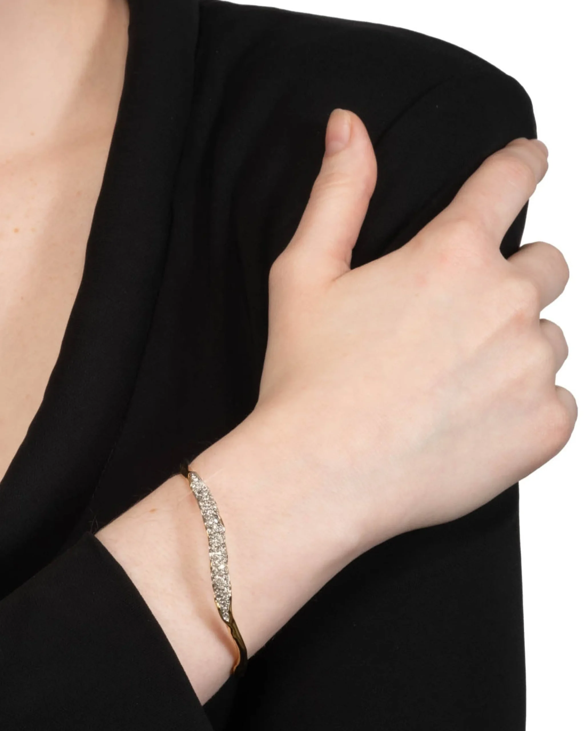Solanales Gold Crystal Skinny Bangle Bracelet
